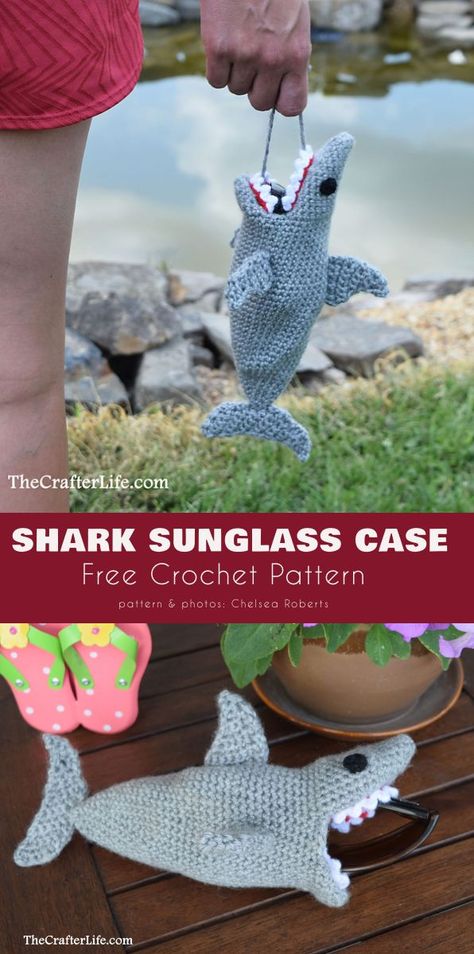 Shark Sunglasses Case Free Crochet Pattern Sunglass Case Pattern, Crochet Shark, Irish Lace Crochet Pattern, Irish Crochet Flowers, Russian Crochet, Irish Crochet Motifs, Irish Crochet Patterns, Shark Pattern, Crochet Lace Pattern