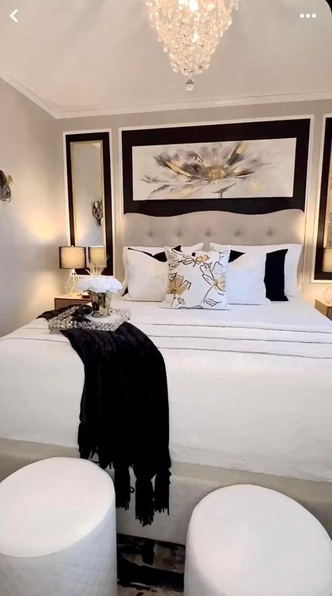 Couple Bedroom Ideas Married Modern, Instagram Bedroom, Luxury Bedrooms, Black Bedroom Decor, Beautiful Bedroom Decor, Luxe Bedroom, Luxury Room Bedroom, Glam Bedroom, Classy Bedroom