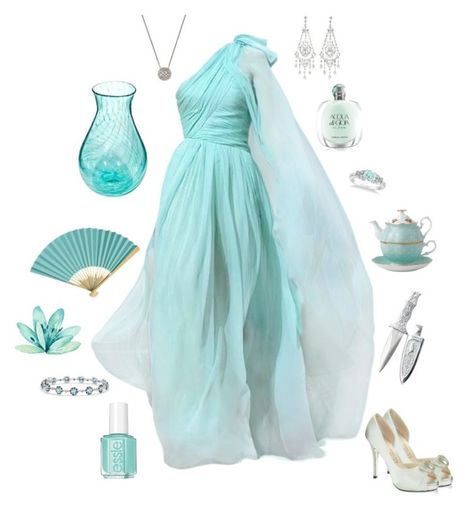 "Aquarius" by conquistadorofsorts ❤ liked on Polyvore featuring E! Live From The Red Carpet, Essie, Cultural Intrigue, Allurez, Royal Albert, Giorgio Armani and Suneera Aquarius Birthday Outfit, Water Element Outfit, Aquarius Costume, Aquarius Theme, Astrology Makeup, Zodiac Costume, Aquarius Dress, Aquarius Women, Ocean Outfits