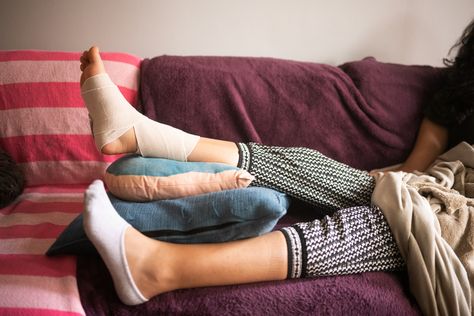 A torn ligament in your foot can be painful. Luckily, rest, ice and strengthening physical therapy exercises can help heal most cases of a sprained foot. Torn Ligament In Ankle, Ankle Ligaments, Gastrocnemius Muscle, Calf Cramps, Therapy Exercises, Ligament Tear, Ligament Injury, Types Of Surgery, Physical Therapy Exercises