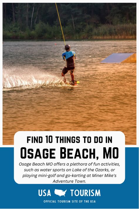 Osage Beach MO is a hidden gem of the Midwest, offering a plethora of fun activities and attractions for visitors to enjoy. From water sports and hiking to shopping and dining, here are the top ten things to do in Osage Beach MO that you won't want to miss. Osage Beach Missouri Things To Do, Osage Beach Missouri, Usa Tourism, Missouri Town, Missouri Travel, Osage Beach, Activities For All Ages, Lake Of The Ozarks, Float Trip