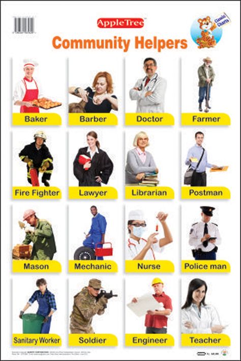 Our Helpers Chart For Kids, Community Helpers Chart, Community Helpers Pictures, Helper Chart, Preschool Charts, Childhood Images, Community Helpers Preschool, Hindi Alphabet, People Who Help Us