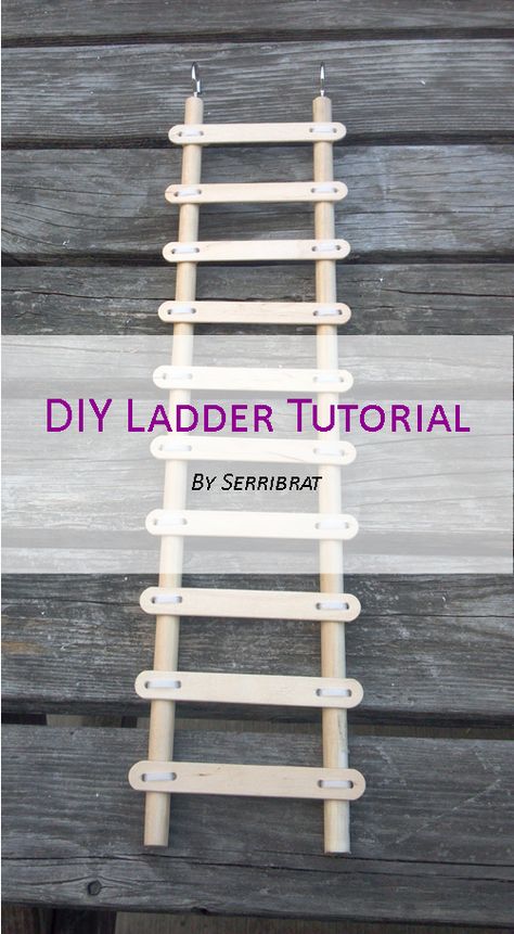 This simple tutorial will teach you how to build a ladder for a pet rat cage.  Fair warning - pet rats love to chew wood, so depending on the temperament of your rats, this ladder may not last very... Rat Cage Diy, Build A Ladder, Diy Rat Toys, Pet Rat Cages, Rattus Rattus, Hamster Stuff, Animal Tutorial, Hamster Diy, Diy Bird Toys