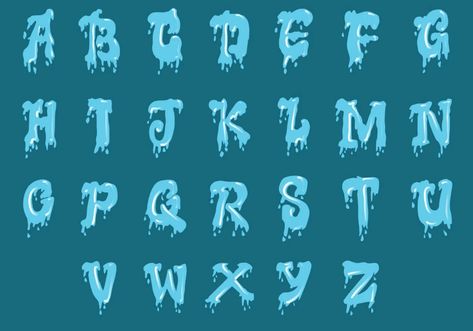 Set Of Water Alphabet Uppercase Script Layout, Water Alphabet, Alphabet Drawing, Alphabet Font, Water Font, Water Design, Graffiti Lettering, Fonts Alphabet, Design Tutorials