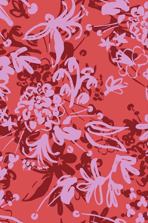 Abstract floral designs available for art licensing. Pink magenta colour palette.