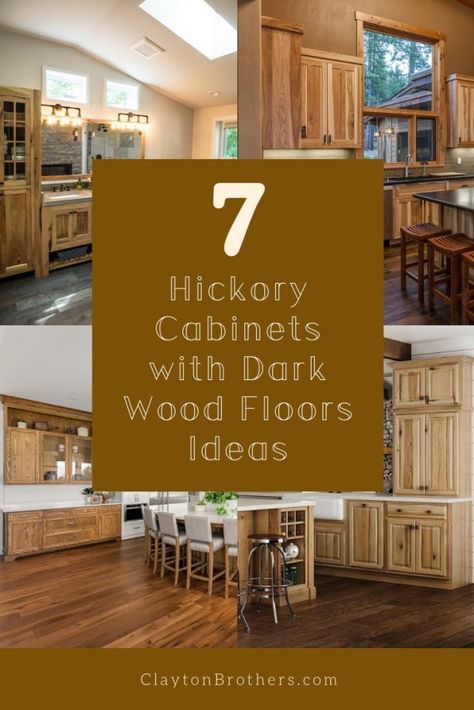 7 Hickory Cabinets with Dark Wood Floors Ideas to Create a Stun Light Wood Cabinets Dark Floors, Dark Wood Floors Light Wood Cabinets, Light Hickory Kitchen Cabinets, Hickory Shaker Kitchen Cabinets, Stained Cabinets With Wood Floors, Light Cabinets Dark Floors, Dark Floor Light Cabinets, Rustic Kitchen Cabinet Colors, Dark Floors Light Cabinets