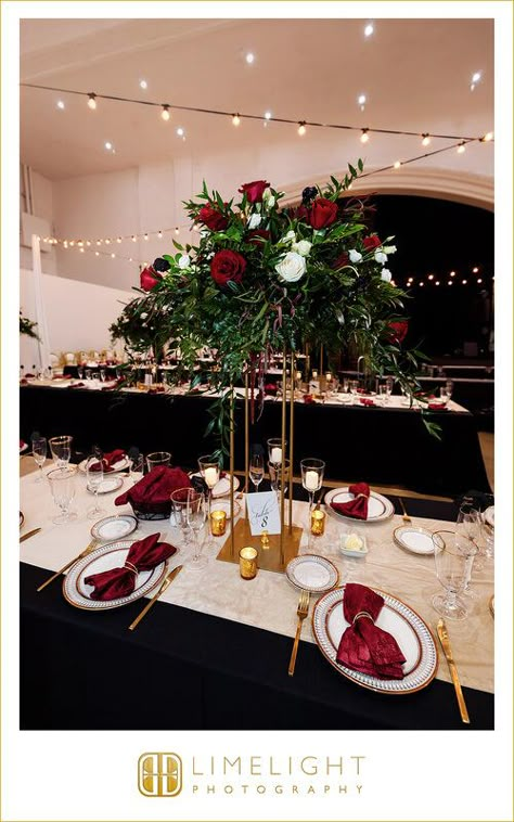 White Gold Red Wedding Decor, Red White Green Wedding Decorations, Wedding Decor Red And Gold, Silver And Red Wedding Decorations, Red And Gold Table Centerpieces, Red White And Gold Wedding Reception, Red White Gold Centerpieces, Red White Black Gold Wedding, White Red Wedding Decoration