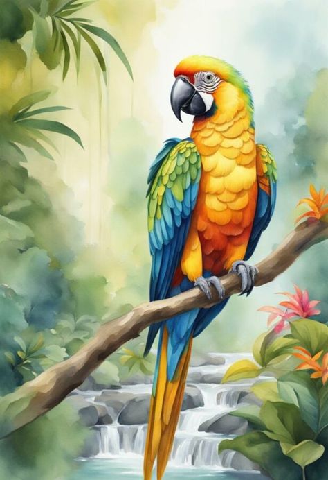 Multicolor parrot in watercolor Animal Watercolor Paintings, Watercolor Parrot Painting, Lovers Watercolor, Watercolor Animal Art, Vivid Watercolor, Stunning Paintings, Watercolor Paintings Of Animals, Animal Watercolor, Watercolor Paper Texture