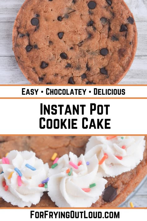 Instant Pot Cake Recipe, Pot Cookies, Sugar Cookie Cakes, Pot Cakes, Chocolate Chip Cookie Cake, Crock Pot Desserts, Cooking Cookies, Simple Dessert, Cookie Cake Recipe