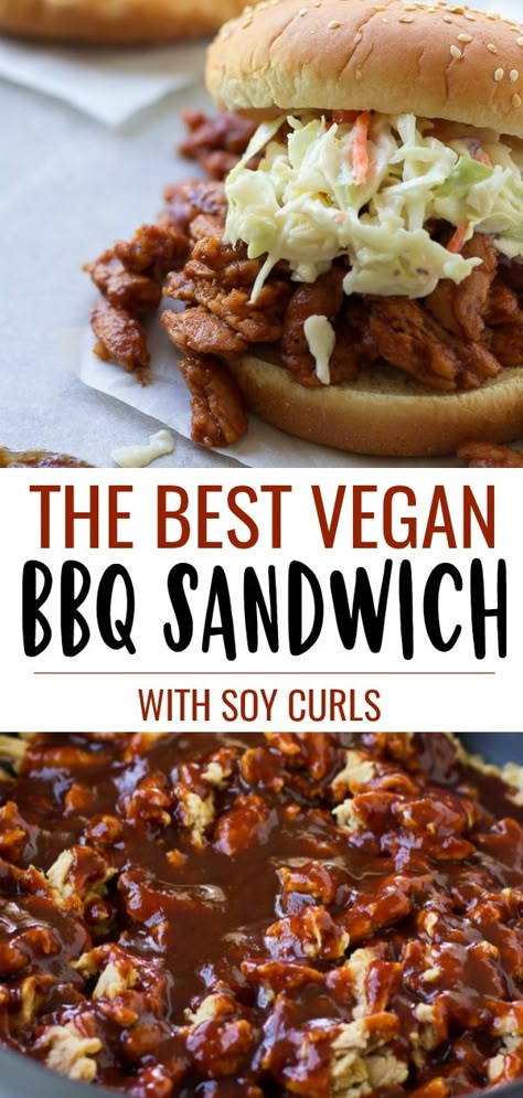 Tvp Recipes, Soy Curls Recipes, Burrito Vegan, Vegetarian Sandwiches, Nora Cooks, Vegan Bbq Recipes, Protein Ideas, Bbq Burger, Vegan Sandwiches