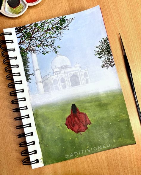 Art Of The Day, View Painting, Acrylic Art, Art Art, Art Day, Taj Mahal, Acrylic Painting, The Day, Art