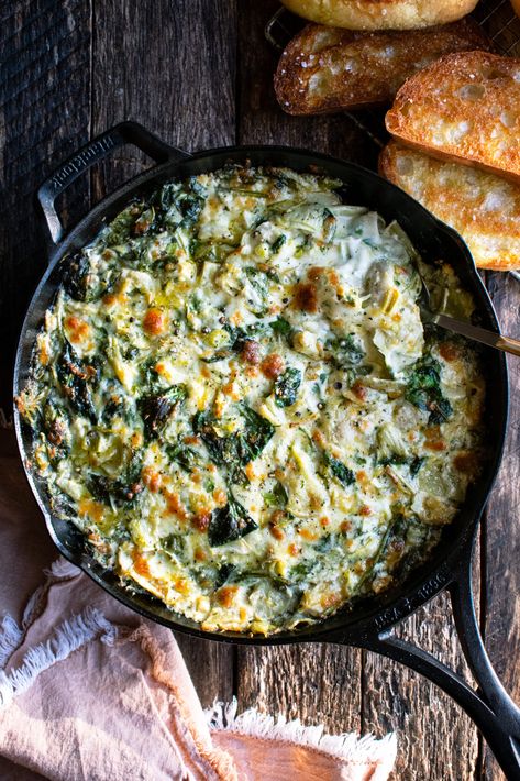 Baked Spinach Dip, Baked Spinach Artichoke Dip, The Original Dish, Baked Spinach, Spinach Artichoke Dip Recipe, Spinach And Artichoke Dip, Cheesy Spinach, Artichoke Dip Recipe, Artichoke Recipes