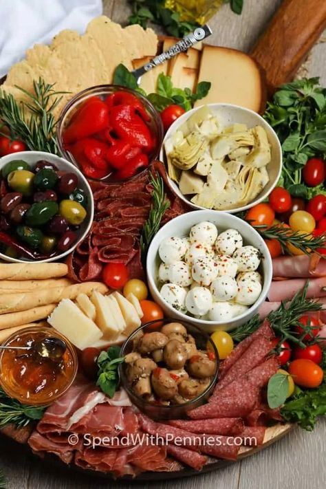 65 Easy Cold Appetizers - Best Cold Appetizer Recipes Cold Antipasto Platter, Antipasti Platter Italian, Italian Antipasto Charcuterie Board, Italian Charcuterie Board Antipasto Platter, Antipasta Platters Italian, Anti Pasta Platter, Christmas Antipasto Platter, Antipasto Platter Ideas, Italian Antipasto Platter