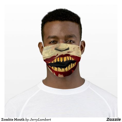 Zombie Mouth Cloth Face Mask Zombie Face Makeup, Mouth Mask Design, Zombie Face, New Zombie, Nose Makeup, Halloween Tutorial, Modern Halloween, Halloween Tattoo, Halloween Face Mask