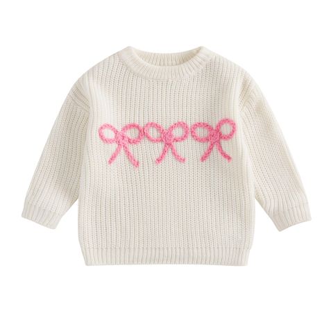 PRICES MAY VARY. Material: Baby girls sweater is made of acrylic material, lightweight, comfortable to wear, warm, and suitable for baby's delicate skin Design: Sweaters for girls is finished with cute bow embrodery, long sleeve crewneck knit sweatshirt, chunky knit sweater, oversized sweater baby. Toddler clothes for girls for fall, winter and spring Size: Infant girl sweater is available from 0 months to 3 years. Baby girl clothes 0-6 months, baby girl sweater 6-12 months, 12-18 months girl sw Toddler Girl Fall, Bow Embroidery, Baby Girl Clothes Winter, Winter Baby Clothes, Embroidery Sweater, Girls Fall