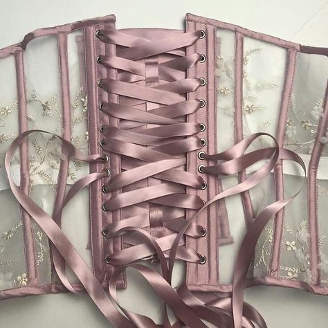 Pink Haute Couture, Corset Ribbon, Violet Harmon, Beautiful Corset, Pattern Composition, Sheer Corset, Corset Pattern, Corset Fashion, Hot Lingerie