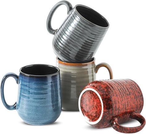 Amazon.com: Hasense 12 oz Coffee Mugs, Ceramic Coffee Cups Set of 6, Stoneware Latte Mug with Large Handle for Coffee, Tea, Milk and Chocolate, Easy Hold & Clean, Dishwasher & Microwave Safe, Light Grey : Home & Kitchen Rustic Mug, Colorful Rustic, Coffee Mugs Set, Rustic Mugs, Mugs Ceramic, Tea Milk, Coffee Cup Set, Cups Set, Coffee Mug Sets