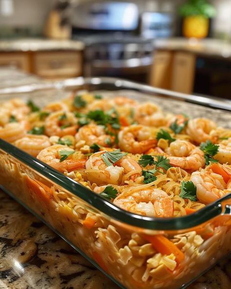 My Thai friend taught me this, and we've been making it regularly since! Thai Casserole, Rainbow Pad Thai, Pad Thai With Shrimp, Spicy Thai Casserole, Pad Thai Shrimp, Shrimp Pad Thai Casserole, Shrimp Pad Thai, Casserole Kitchen, Bangkok Street