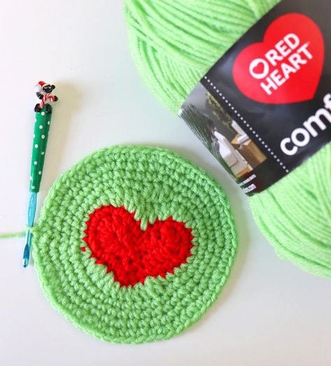 Crochet Grinch Heart Pillow - Repeat Crafter Me Grinch Pillow, Crochet Grinch, Crochet Craft Fair, Grinch Heart, Yarns Ornaments, Crochet Rag Rug, Repeat Crafter Me, Crochet Christmas Gifts, The Grinch Stole Christmas