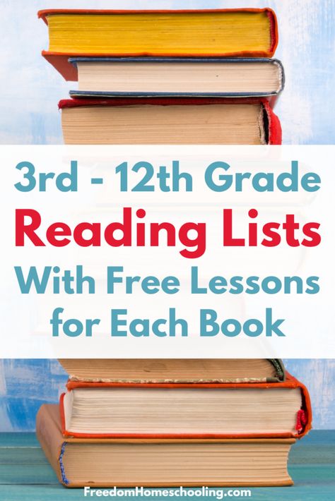 Reading Lists With Free Lessons for Each Book Homeschool Enrichment Activities, Summer Homeschool Curriculum, How To Make Homeschooling Fun, Homeschool Room Ideas Middle School, Homeschool Back To School Ideas, Reading Homeschool, Homeschool Reading Curriculum, Homeschool Literature, High School Plan