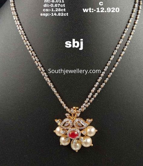 simple diamond pendant for black beads chain Simple Diamond Pendant, Black Beads Chains, Black Diamond Chain, Black Beads Chain, Jewellery South Indian, Locket Design, Black Beads Mangalsutra Design, Diamond Pendants Designs, Mangalsutra Design