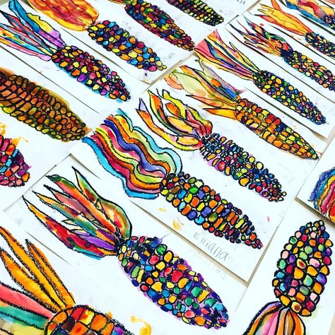 448 Likes, 22 Comments - 🎨lauralee chambers (@2art.chambers) on Instagram: “Watercolor corn finished. Just need to be cut out... #colorfulcorn #autumnart #fallcolor #paintday…” 2nd Grade Art, Fall Art Projects, 4th Grade Art, 3rd Grade Art, Thanksgiving Art, Elementary Art Projects, Homeschool Art, Kindergarten Art, School Art Projects