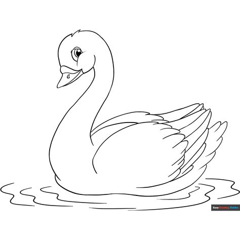 Free Swan Coloring Page for Kids Swan Drawing Easy, Swan Drawing, Zoo Animal Coloring Pages, Easy Drawing Guides, Free Printable Coloring Sheets, Drawing Guides, Collage Drawing, Kitty Coloring, Truck Coloring Pages