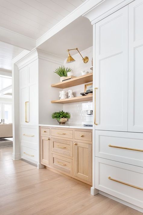 Kitchen With A Lot Of Cabinets, Blond Oak Kitchen Cabinets, Wall To Floor Kitchen Cabinets, Home Renovation Must Haves, White Oak Galley Kitchen, Ikea Kitchen Ideas 2024, Kitchen Island Styles, Kitchen Scullery Ideas, White And Wood Cabinets