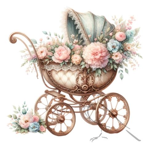 Vintage Baby Stroller, Vintage Stroller, Stroller Baby, Png Vintage, Baby Carriage, Baby Stroller, Planner Design, Vintage Baby, Print Stickers