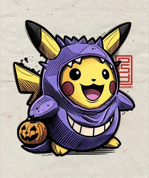 Gengar Tattoo, Images Pop Art, Pikachu Tattoo, Ghost Type Pokemon, Pokemon Painting, Gengar Pokemon, Popular Pokemon, Ghost Pokemon, Ghost Type