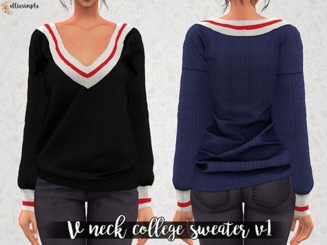 College Sweater, Sims 4 Download, The Sims 4 Download, Sims4 Clothes, Sims 4 Collections, Sims Hair, Best Sims, Sims 4 Mods Clothes, Sims4 Cc