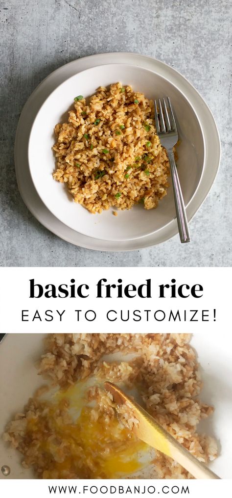 Fried Rice No Peas, Fried Rice Recipe Without Vegetables, Fried Rice Recipe Easy No Veggies, Small Batch Fried Rice, Venison Fried Rice, Soy Rice Recipes, Basic Fried Rice, Plain Fried Rice Recipe Easy, Plain Fried Rice Recipe