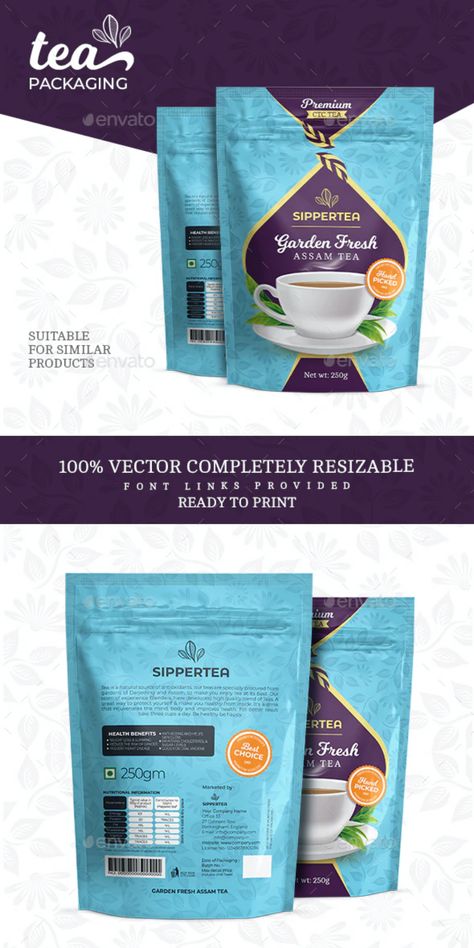 Natural Food Packaging Design, Tea Powder Packaging Design, Tea Packet Design, Tea Pouch Design, Tea Pouch Packaging Design, Stand Up Pouch Packaging Design, Pouch Design Packaging, Premium Tea Packaging, Tea Packing Design