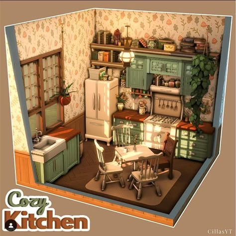 Sims 4 Cottage, Sims 4 Houses Layout, Lotes The Sims 4, Sims Freeplay Houses, Sims 4 Kitchen, Sims 4 House Plans, Sims 4 House Building, Sims 4 House Design, Casas The Sims 4