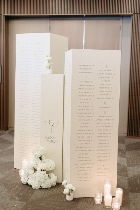 Guests loved that you could walk around this seating chart! Perfect statement piece for a large guest count! Column Seating, Ink Calligraphy, Country Music Hall Of Fame, Wedding Entrance Decor, Seating Sign, Ceremony Seating, Chalkboard Wedding, Wedding Prep, Music Hall