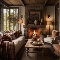 Colonial Drawing Room, Rustic Cottage Living Room Ideas, Fireplace Kitchen, Cozy Family Rooms, Antique House, Casa Country, Basement Apartment, Cottage Living Rooms, Live Oak