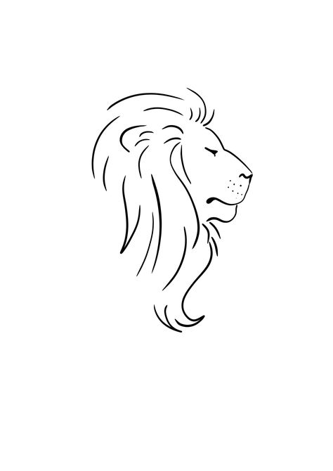 Lion Tattoo Simple Design, Lion Flash Tattoo, Lion Line Art Tattoo, Lion Tattoo Line, Lion Simple Tattoo, One Line Lion Tattoo, Lion Line Tattoo, Lion Easy Drawing, Simple Lion Drawing