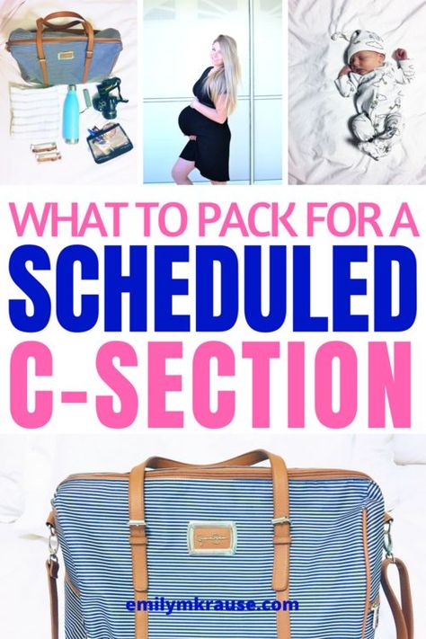 what to pack for a scheduled c-section - what to pack in your hospital bag for a C-section. #csection #hospitalbag #csectionbirth #scheduledcsection #csectiontips Scheduled C Section Hospital Bag, Hospital Bag For C Section, C Section Recovery Essentials, Hospital Bag C Section, Scheduled C Section, Hospital Bag For Mom To Be, Maternity Essentials, Packing Hospital Bag, Hospital Bag Essentials