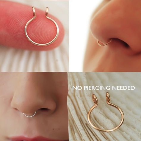 Cincin Diy, Faux Septum Ring, Faux Septum, Wire Jewelry Rings, Wire Jewelry Designs, Fake Piercing, Diy Wire Jewelry, Wire Work Jewelry, Homemade Jewelry