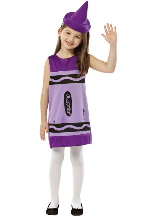 Crayola Wisteria Tank Dress Child Costume (4-6X) for Halloween - Pure Costumes Crayon Dress, Crayon Costume, Cupcake Costume, Blue Crayon, Purple Crayon, Disney Halloween Costumes, Costumes For Teens, Halloween Fancy Dress, Fancy Dress For Kids