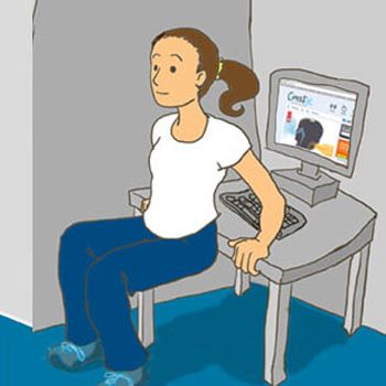 Even if you work in an office you can work out and it is EASY...Sit upright with your feet hovering over the floor, hold the edge of the desk, and swivel from side to side to challenge the obliques. Try 15 twists in each direction once or twice a day! Exercise At Work, Ways To Exercise, Simple Workouts, Feeling Sluggish, Dumbbell Exercises, Desk Workout, Office Exercise, Workout Stuff, Workout At Work