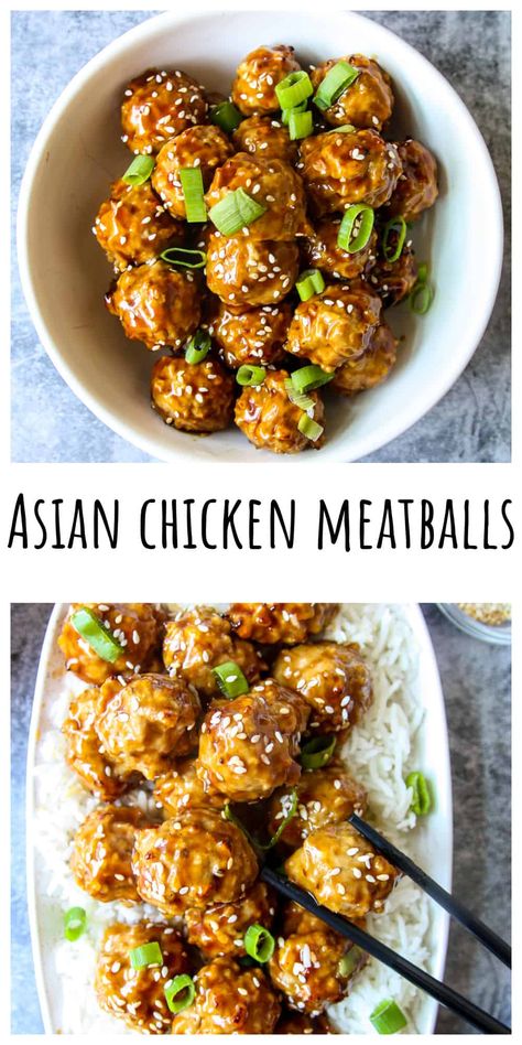 Asian Chicken Balls, Asian Chicken Meatballs Healthy, Chicken Meatballs Asian, Asian Meatball Recipes, Asian Meatballs Healthy, Sesame Chicken Meatballs, Chicken Mince Recipes, Healthy Chicken Meatballs, Sesame Glaze