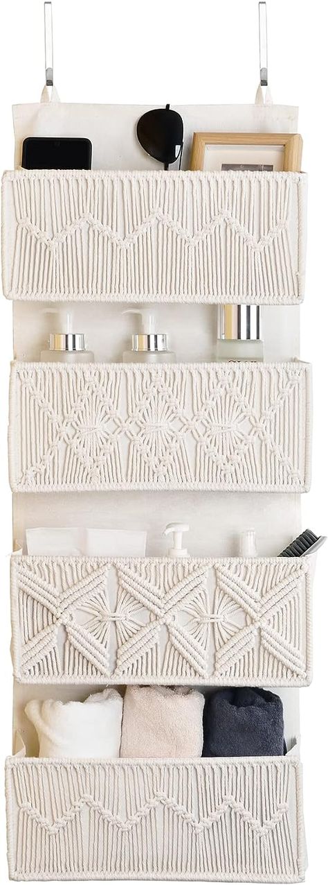 janebeauties Macrame Over The Door Organizer Boho Decor Nursery Storage with 4 Large Woven Pockets, Nursery Organizers and Storage, Nursery Organization, Behind Door for Bathroom, Bedroom #amazonaffiliate Storage Nursery, College Dorm Room Essentials, Over The Door Organizer, Stylish Wall Decor, Door Organizer, Nursery Organization, Dorm Room Essentials, Woven Baskets Storage, Nursery Storage