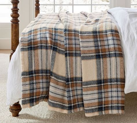 All Bedding | Pottery Barn Blue Plaid Blanket, Farmhouse Blankets, Plaid Bedding, Cabin Bedroom, Plaid Throw Blanket, Fall Bedding, Flannel Bedding, Queen Blanket, New Home Decor