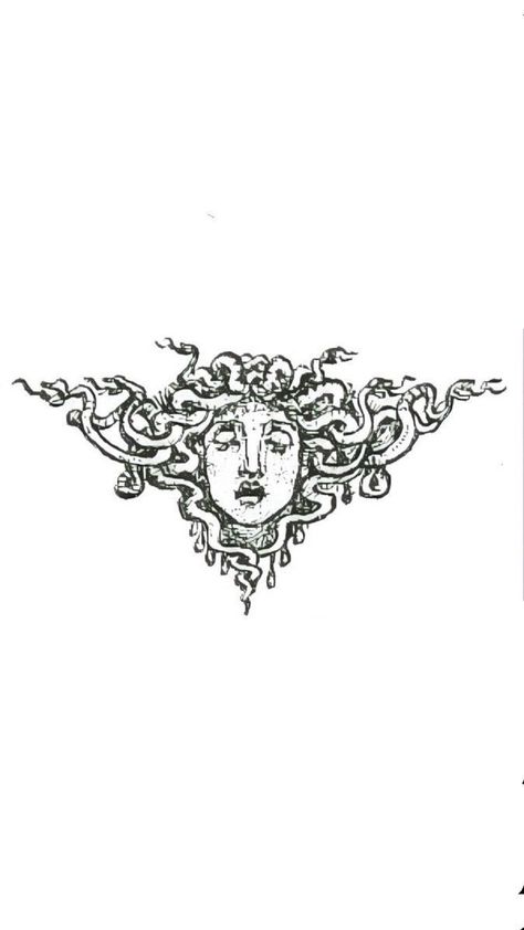 Medevil Tattoo Designs, Medusa Tattoo Design Simple, Simple Medusa Tattoo, Medieval Tattoo Ideas, Simple Greek Mythology Tattoos, Tattoos Simplistic, Esoteric Tattoo, Microrealism Tattoo, Tattoos Tiny