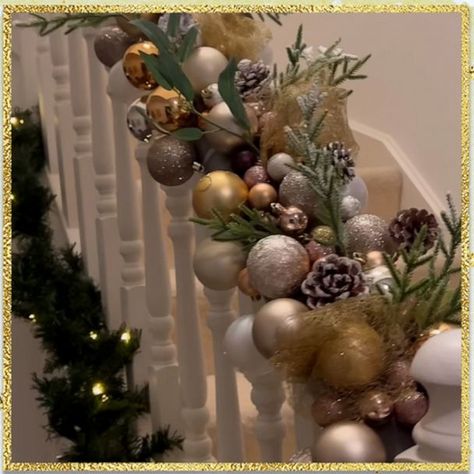 How to make this festive winter railing decoration using a pool noodle | GMA Pool Noodle Christmas Decorations, Banister Decorations, Staircase Christmas Decor Railings, Staircase Christmas Decor, Pool Noodle Christmas, Staircase Christmas, Noodle Crafts, Christmas Jello, Christmas Banister