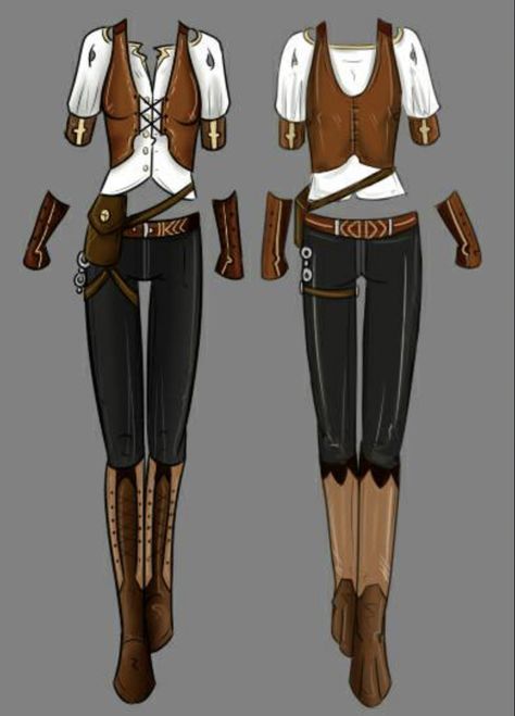 Female Adventurer Outfit, Adventurer Outfit, Female Adventurer, Clothing Sketches, Elf Clothes, Clothing Design Sketches, Adventure Outfit, Steampunk Clothing, Fantasy Adventure