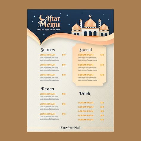 Moroccan Menu Design, Ramadan Menu Ideas, Iftar Menu Ideas, Ramadan Menu Design, Menu Ramadhan, Menu Ramadan, Moroccan Theme, Food Menu Design, Photoshop Tutorial Design