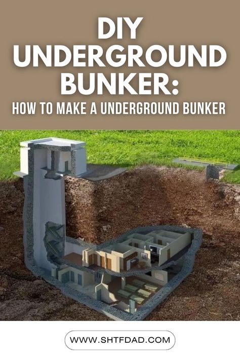 Explore the ultimate guide to building your own underground bunker! Learn step-by-step DIY tips for your survival shelter project. Survival Bunker Ideas, How To Build A Bunker Under Your House, Nuclear Bunker Survival Shelter, How To Build A Bunker, Underground Homes Hidden, Diy Storm Shelter, Underground Bunker Plans, Building Underground, Bunker Ideas