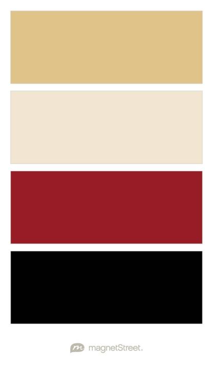 Gold, Champagne, Custom Red, and Black Wedding Color Palette - custom color palette created at MagnetStreet.com Navy Wedding Colors, Custom Refrigerator, Burgundy Wedding Colors, Wedding Color Trends, Pintura Exterior, Gold Champagne, Wedding Color Palette, Navy Wedding, Burgundy Wedding